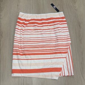 NWT Alex Marie 12 Striped Orange Peach White Pencil Skirt